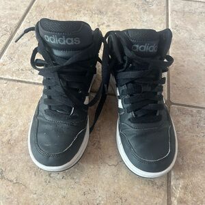 Adidas Kids Black and White High-Top Sneakers 13 1/2 youth